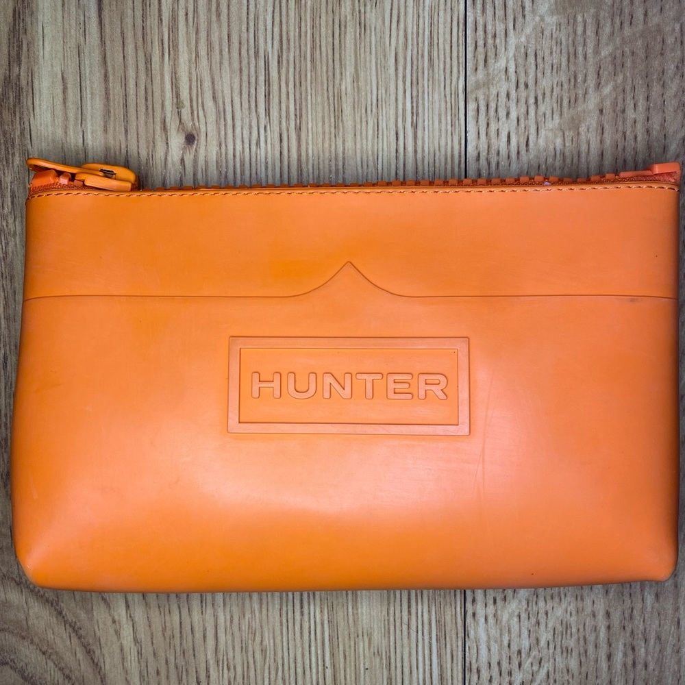 Hunter For Target Matte Orange Large Pouch Rubber Zippered Carry All Bag 8x5”